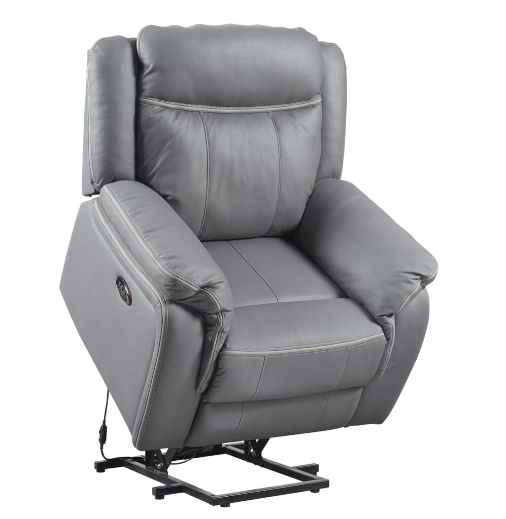 QY-F7068-12 dual motor lift recliner chair in grey – powered sofa for elderly comfort by QYRASIEL