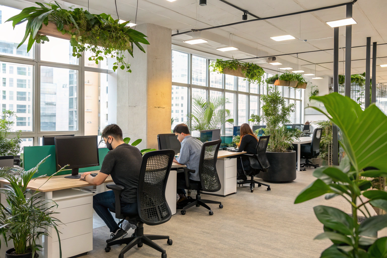 People Working on Mesh Chairs in Open Office