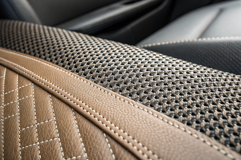Close-up of Mesh and Leather Fabrics