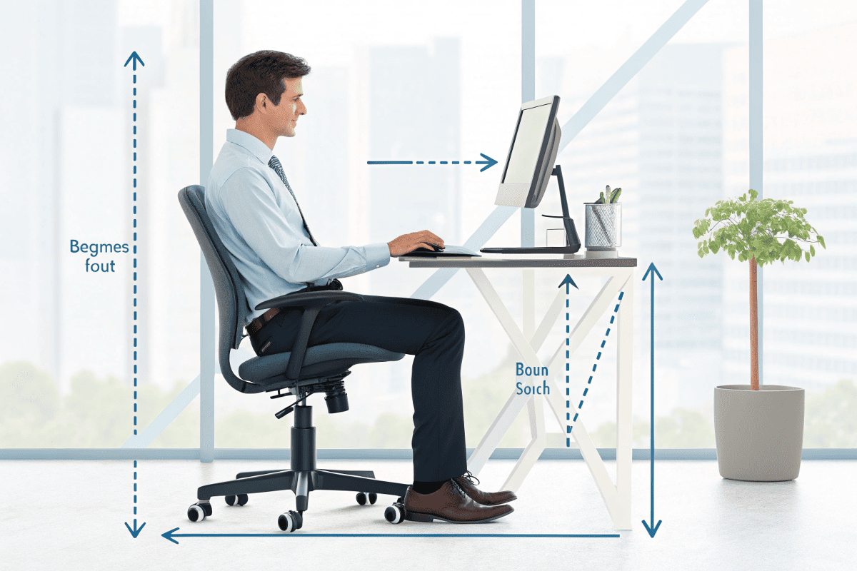 Correct sitting posture with ergonomic chair