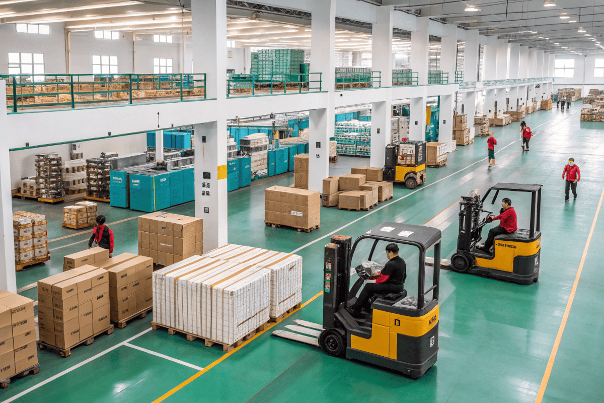 High-speed office chair production floor in China
