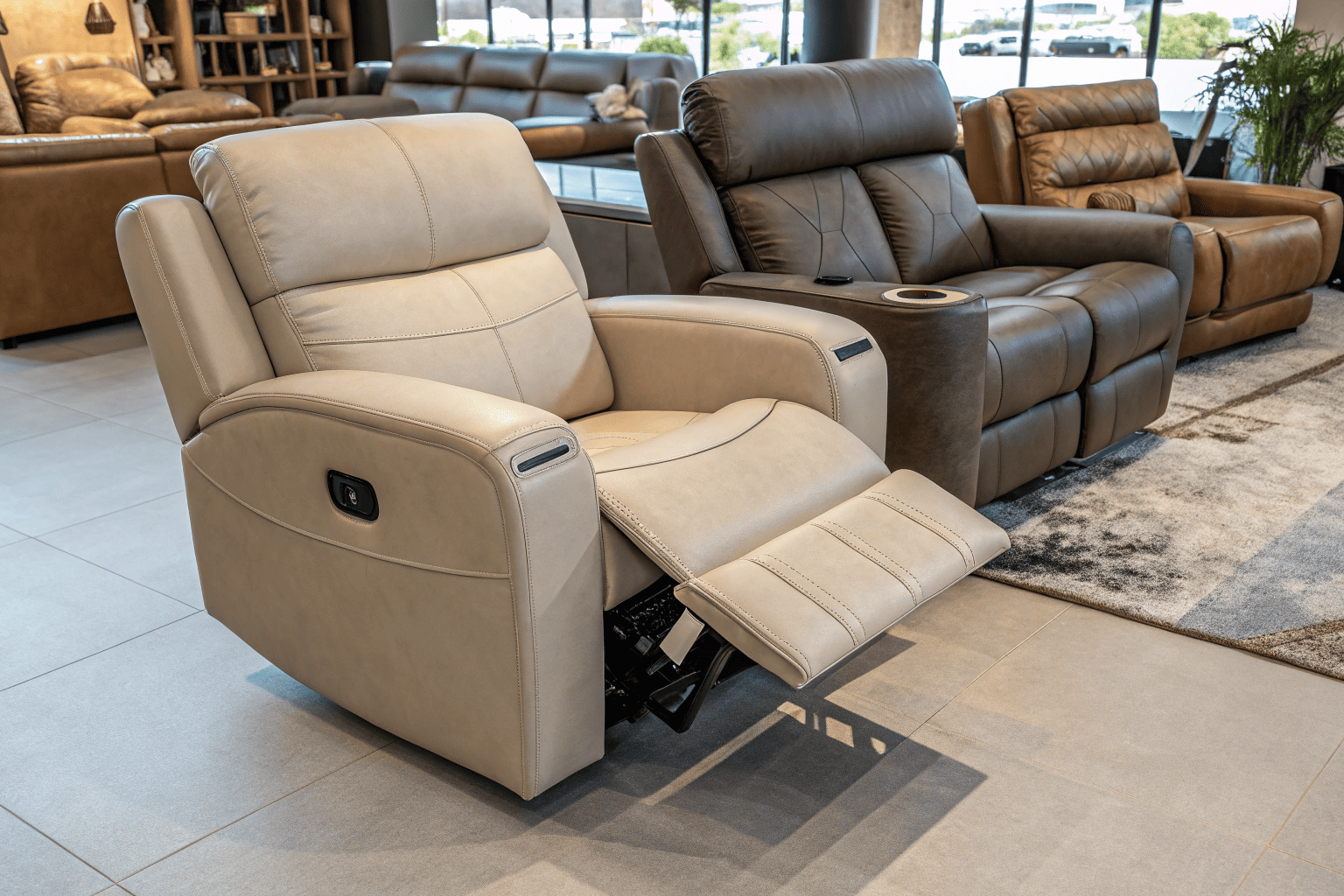 Illustration showing recliner sofa issue with one seat malfunctioning
