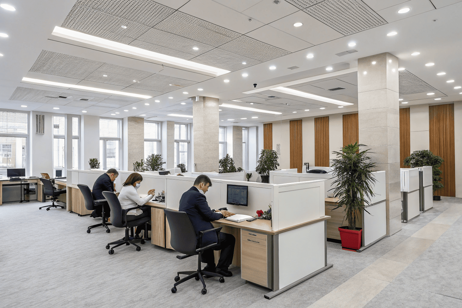 Government office furnished with ergonomic chairs