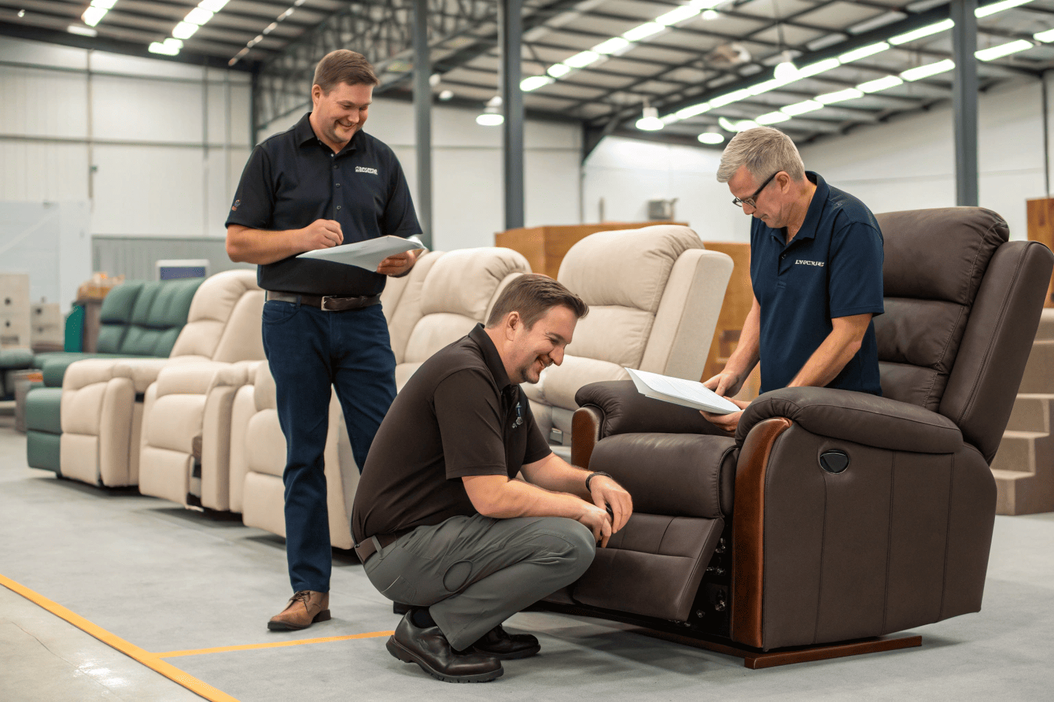 Recliner factory inspection team