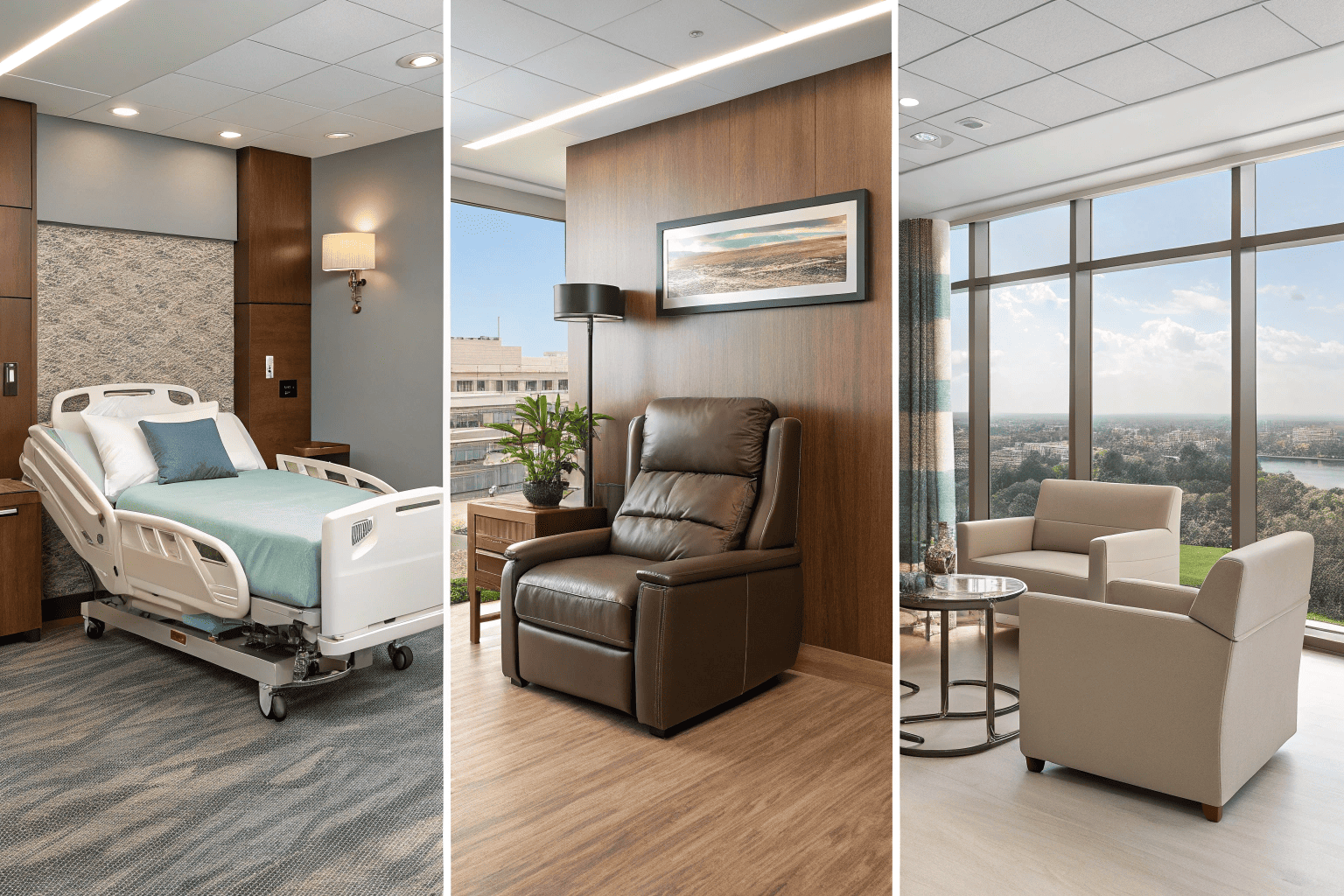 Hospital, hotel, and office recliner scenes