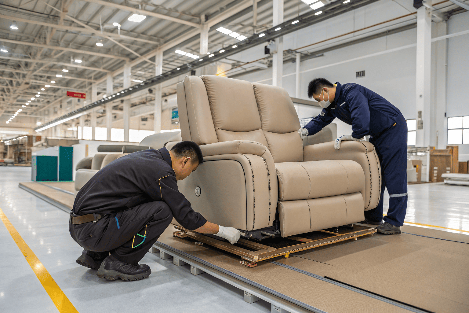 sofa frame inspection in factory