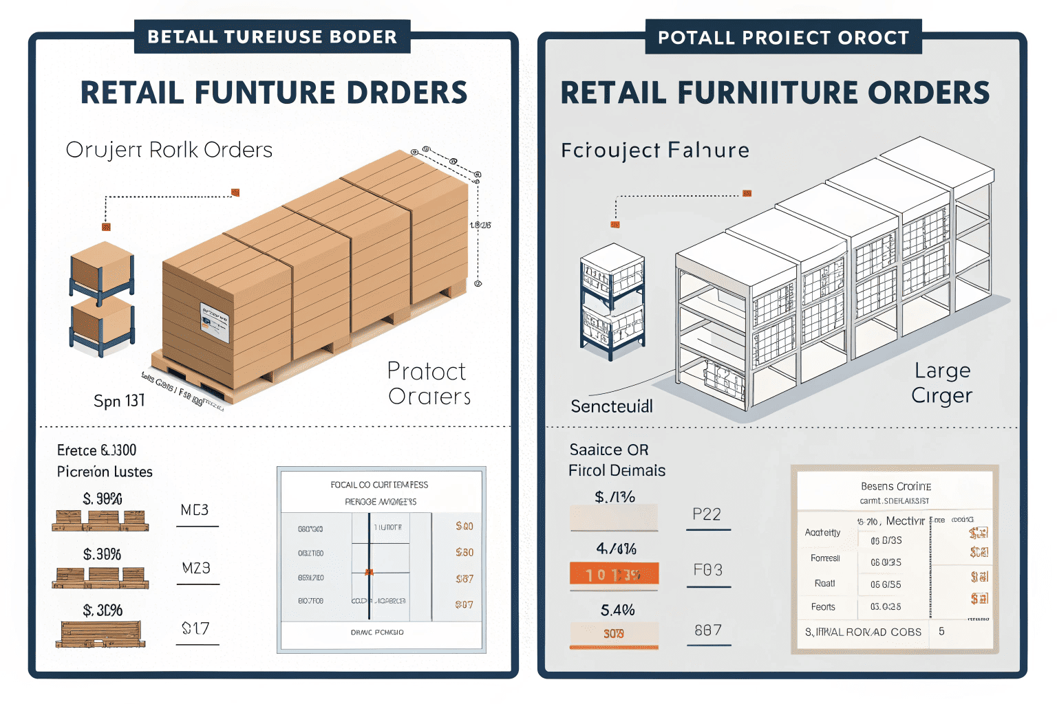 Infographic comparing retail and project furniture buying