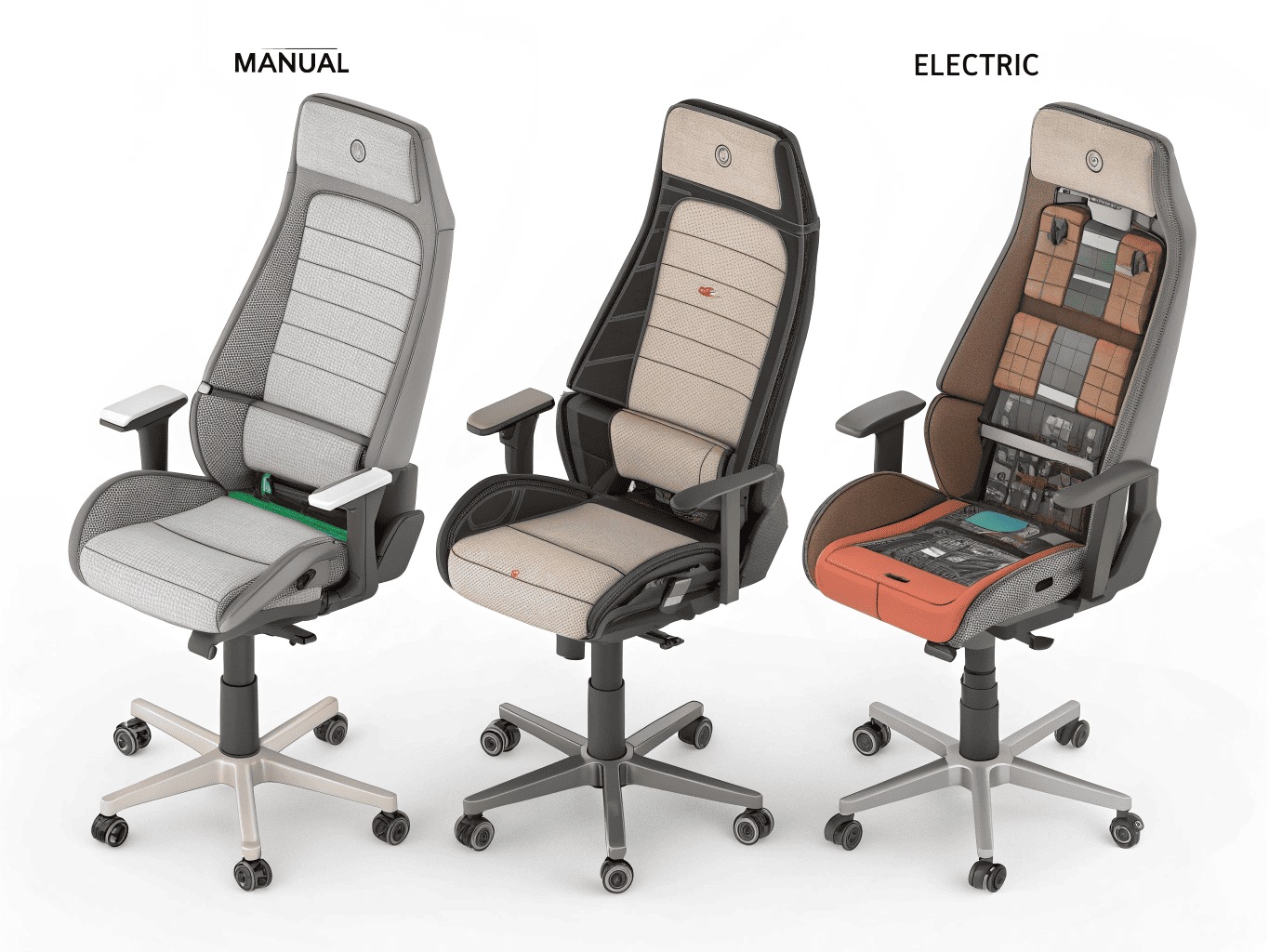 Manual vs electric office chair structure comparison